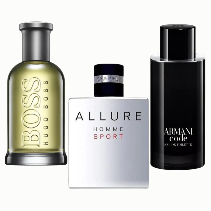 KIT 3 Perfumes Masculinos - Hugo Boss | Allure | Armani Code [100 ml] - Frete Grátis para todo o Brasil