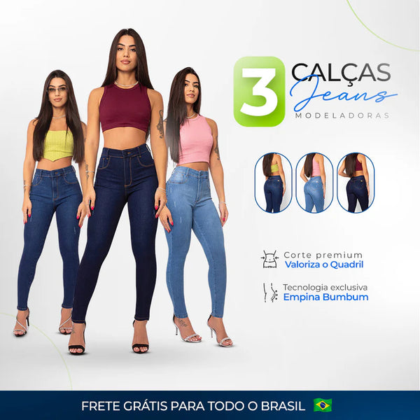 Kit 3 Calças Lipo Jeans Modeladoras [DIRETO DA FÁBRICA]