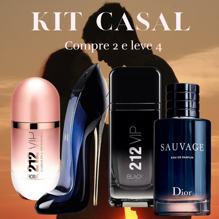 KIT CASAL 4 Perfumes - 212 Vip Rose | Good Girl | 212 Vip Black | Sauvage - Frete Grátis para todo o Brasil